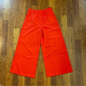 Double Crazy XL Red/Orange High Waisted Back Zip Wide Leg Pants, Like New